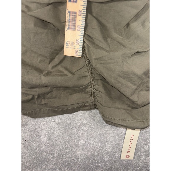 Wearables olive green ruched overall dress pockets utility chic Bubble boho S - Picture 14 of 16